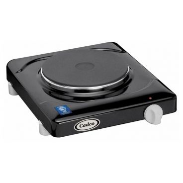 Cadco KR-1 11-1/2" Black Electric Portable Countertop Hot Plate With 1 Cast Iron Burner, 120 Volts