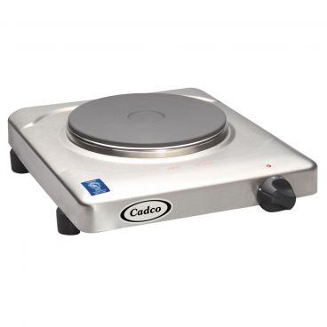Cadco KR-S2 11-1/2" Stainless Steel Electric Portable Countertop Hot Plate w/ One Cast Iron Burner, 120 Volts