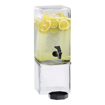 Cal-Mil 1112-1A 1.5 Gallon Square 18 1/2" x 7 1/4" x 9 1/4" Acrylic Beverage Dispenser with Ice Chamber