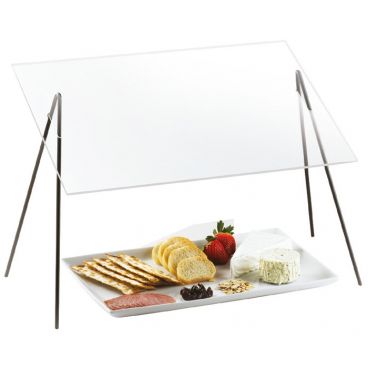 Cal-Mil 1456 Clear 27 1/2 Inch Wide Rectangular Acrylic Portable Single-Face Sneezeguard With 2 Black Iron Wire Legs