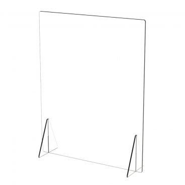 Cal-Mil 22137-31NW Freestanding Clear 40" High x 31 3/4" Wide Plastic Safety Counter Shield with 2 Triangle Base Feet