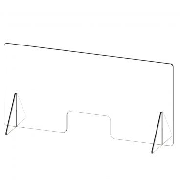 Cal-Mil 22168-31 Clear 15" High x 31" Wide Plastic Register Shield with POS Window and 2 Triangle Base Feet