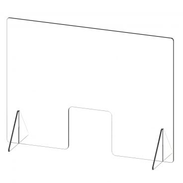 Cal-Mil 22169-31 Clear 23" High x 31" Wide Plastic Register Shield with POS Window and 2 Triangle Base Feet