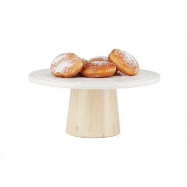 Cal-Mil 22378-125-71 Blonde 12” x 5” Round Cake Pedestal With Corian Plate And Wooden Base