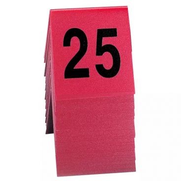 Cal-Mil 226 Red/Black Double-Sided Number Tents 1-25 - 3" x 3"