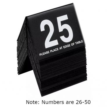 Cal-Mil 234-1-13 Black/White Double-Sided Number Tents 26-50 - 3 1/2" x 3"