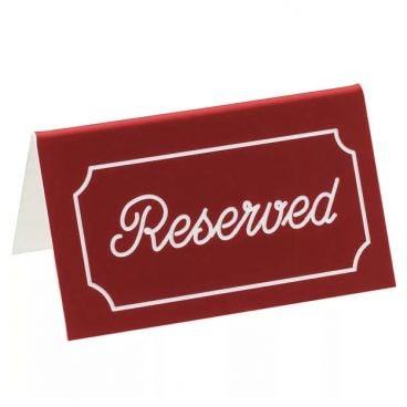 Cal-Mil 273-1 5" x 3" Red/White Double-Sided "Reserved" Tent Sign