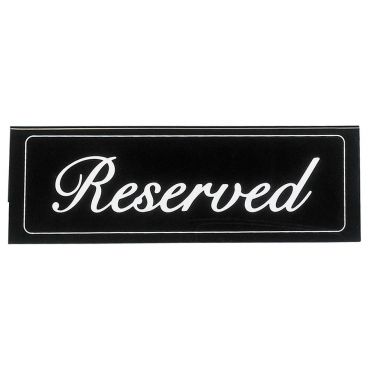 Cal-Mil 285 Black Double-Sided Vinyl "Reserved" Sign - 5 3/4" x 2"