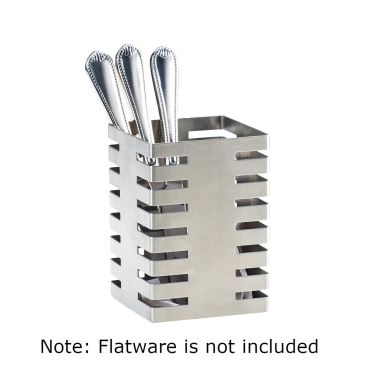 Cal-Mil 3590-4-55 Stainless Steel 4 1/2" x 4 1/2" x 6" Square Perforated Flatware Display 
