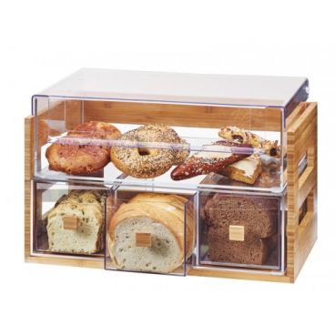 Cal-Mil 3624-60 20 1/4" x 12 3/4" x 13 1/4" Bamboo 2 Tier Bread Display Case 