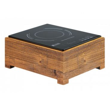 Cal-Mil 3633-99 Madera Collection Reclaimed Wood 12 3/4" Wide Countertop Glass-Top Induction Cooker, 120V 1600 Watts