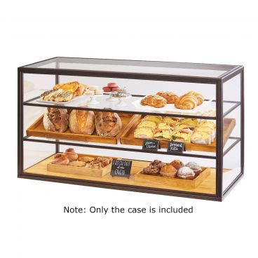 Cal-Mil 3695-84 Sierra 42" x 17" x 23" Three Tier Countertop Display Case with Recycled Wood Base and Bronze Frame