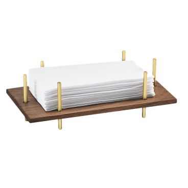 Cal-Mil 3718-46 Mid-Century 10" x 5 1/2" x 3 1/2" Napkin Holder with Brass Frame