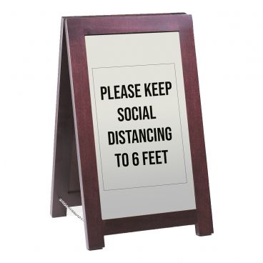 Cal-Mil 851-SD Dark Wood Double Sided A-Frame Social Distancing Sign