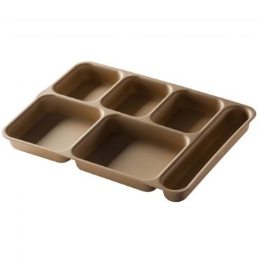 Cambro 10146DCP161 Tan 10 Inch x 14 Inch 6-Compartment Rectangular Co-Polymer Separator Compartment Tray