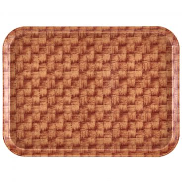 Cambro 1520302 Light Basketweave 15 Inch x 20 1/4 Inch Rectangular Fiberglass Camtray Cafeteria Serving Tray