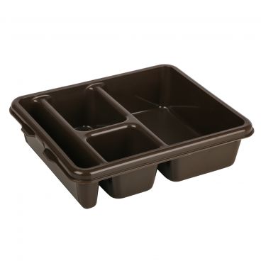 Cambro 9114CP167 Brown 9 Inch x 11 Inch 4-Compartment Rectangular Co-Polymer Meal Delivery Tray