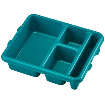 Cambro 9114CW414 Teal 9 Inch x 11 Inch 4-Compartment Rectangular Polycarbonate Camwear Meal Delivery Tray