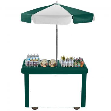 Cambro CVC55519 Green 55 Inch 2 Compartment Camcruiser Vending Cart with Umbrella