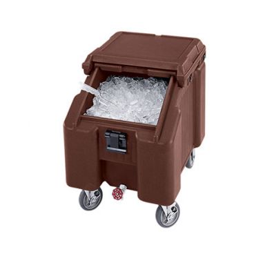 Cambro ICS100L131 Dark Brown SlidingLid 100 Lb Portable Ice Caddy w/ Sliding Lid