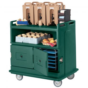 Cambro MDC24192 Granite Green Polyethylene Beverage Service Cart with Molded Top