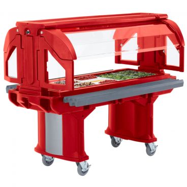 Cambro VBRLHD6158 Hot Red Low Height 6 Foot Versa Food Bar with Heavy Duty Casters