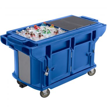 Cambro VBRUTHD5186 Navy Blue 5 Foot Ultra Series Versa Work Table with Heavy Duty Casters and Storage