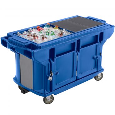 Cambro VBRUTHD6186 Navy Blue 6 Foot Ultra Series Versa Work Table with Heavy Duty Casters and Storage