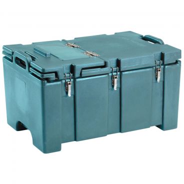 Cambro 100MPCHL401 Slate Blue 26 3/8" Wide Camcarrier 100 Series Top-Loading 8" Deep Insulated Polyethylene Food Pan Carrier With Hinged Serving Lid For Full-Size GN Food Pans