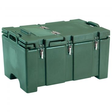 Cambro 100MPCHL519 Kentucky Green 26 3/8" Wide Camcarrier 100 Series Top-Loading 8" Deep Insulated Polyethylene Food Pan Carrier With Hinged Serving Lid For Full-Size GN Food Pans