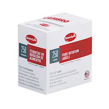 Cambro 1252SLB250 White 2" x 1 1/4" StoreSafe Dissolvable Food Rotation Labels