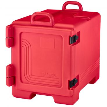 Cambro 1318CC158 Hot Red 17" Wide Combo Carrier Front-Loading Insulated Polyethylene Stackable Food Pan Carrier For Half-Size Pans And Trays