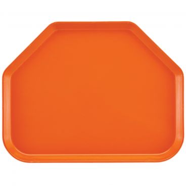 Cambro 1418TR222 Orange Pizzazz 14 Inch x 18 Inch Trapezoid Fiberglass Camtray Cafeteria Serving Tray