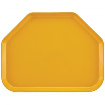 Cambro 1418TR504 Mustard 14 Inch x 18 Inch Trapezoid Fiberglass Camtray Cafeteria Serving Tray