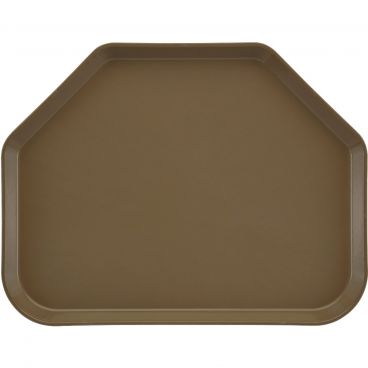 Cambro 1418TR513 Bayleaf Brown 14 Inch x 18 Inch Trapezoid Fiberglass Camtray Cafeteria Serving Tray