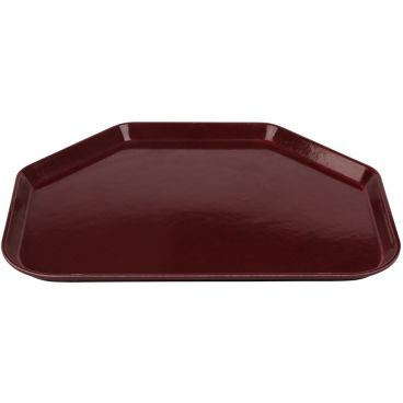 Cambro 1418TR522 Burgundy Wine 14 Inch x 18 Inch Trapezoid Fiberglass Camtray Cafeteria Serving Tray