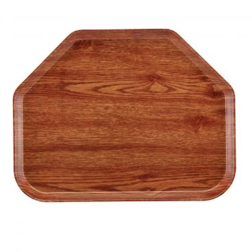 Cambro 1520TR304 Country Oak 14 9/16 Inch x 19 1/2 Inch Trapezoid Fiberglass Camtray Cafeteria Serving Tray