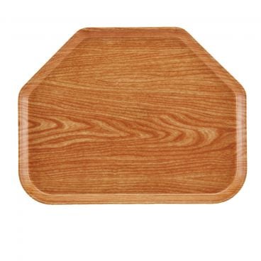 Cambro 1520TR307 Light Elm 14 9/16 Inch x 19 1/2 Inch Trapezoid Fiberglass Camtray Cafeteria Serving Tray