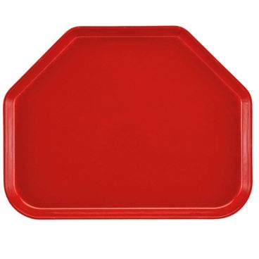 Cambro 1520TR510 Signal Red 14 9/16 Inch x 19 1/2 Inch Trapezoid Fiberglass Camtray Cafeteria Serving Tray