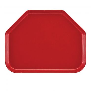 Cambro 1520TR521 Cambro Red 14 9/16 Inch x 19 1/2 Inch Trapezoid Fiberglass Camtray Cafeteria Serving Tray