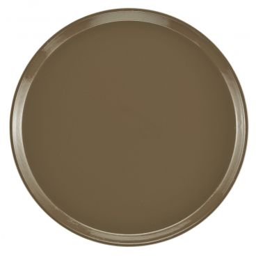 Cambro 1550513 Bayleaf Brown 16 Inch Round Low Profile Fiberglass Camtray Serving Tray