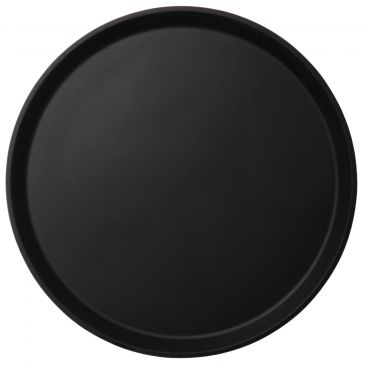 Cambro 1600CT110 Black Satin 16 Inch Diameter Round Fiberglass Non-Skid Rubber Surface Camtread Serving Tray