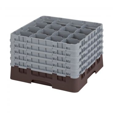 Cambro 16S1058167 Brown 16 Compartment 11" Full Size Camrack Glass Rack