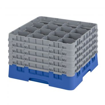 Cambro 16S1058168 Blue 16 Compartment 11" Full Size Camrack Glass Rack