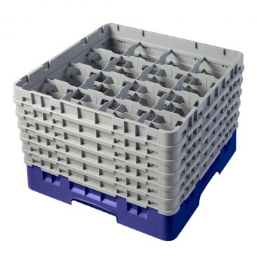 Cambro 16S1114186 Navy Blue 16 Compartment 11-3/4" Full Size Camrack Glass Rack