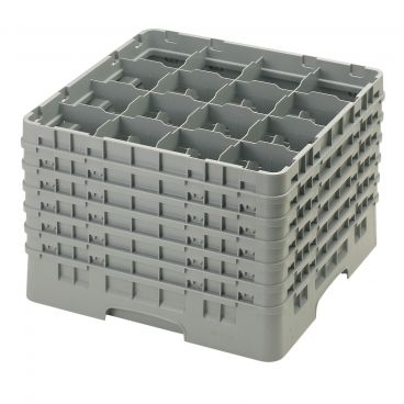 Cambro 16S1214151 Soft Gray 16 Compartment 12-5/8" Full Size Camrack Glass Rack