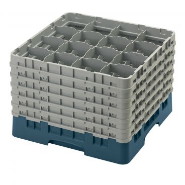 Cambro 16S1214414 Teal 16 Compartment 12-5/8" Full Size Camrack Glass Rack