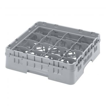 Cambro 16S318151 Soft Gray 16 Compartment 3-5/8" Full Size Camrack Glass Rack w/ 1 Extender