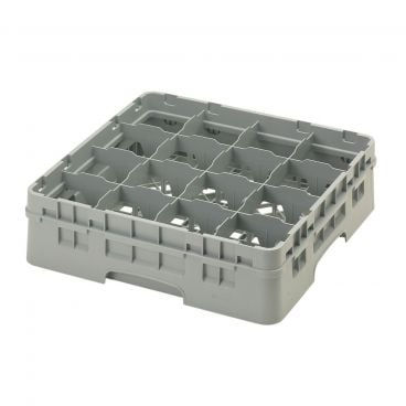 Cambro 16S418151 Soft Gray 16 Compartment 4-1/2" Full Size Camrack Glass Rack w/ 1 Extender