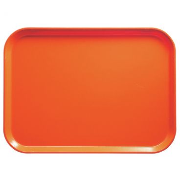 Cambro 2025220 Citrus Orange 20 3/4 Inch x 25 9/16 Inch Rectangular Low Profile Rim Fiberglass Camtray Cafeteria Serving Tray